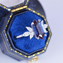 Load image into Gallery viewer, 14K White Gold 3 Carat Hexagon Alexandrite Cluster Engagement Ring