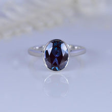 Load image into Gallery viewer, 3 Carat Oval Alexandrite  Bezel Set Gold Engagement Ring