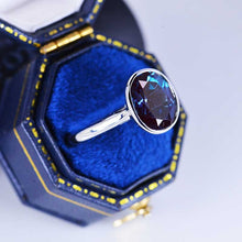 Load image into Gallery viewer, 3 Carat Oval Alexandrite  Bezel Set Gold Engagement Ring