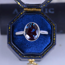 Load image into Gallery viewer, 3 Carat Oval Alexandrite  Bezel Set Gold Engagement Ring