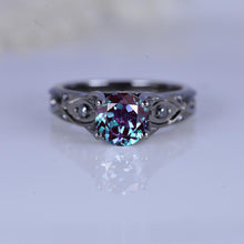 Load image into Gallery viewer, 14K Black Gold Alexandrite Celtic Engagement Ring