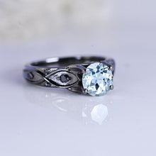 Load image into Gallery viewer, 14K Aquamarine Celtic Engagement Ring