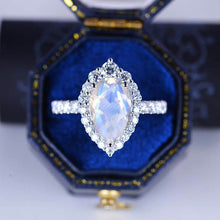 Load image into Gallery viewer, 3 Carat Pear Cut Halo Genuine Moonstone 14K White Gold Ring