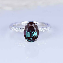 Load image into Gallery viewer, 14K White Gold 2 Carat Oval Alexandrite Twisted Shank Engagement Ring