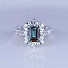 Load image into Gallery viewer, 2 Carat Vintage Style Radiant Cut Alexandrite White Gold Engagement Ring