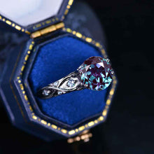 Load image into Gallery viewer, 14K Black Gold 3 Carat Purple Alexandrite Sapphire Celtic Engagement Ring