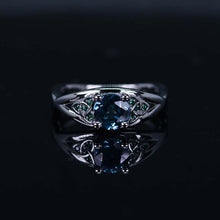Load image into Gallery viewer, 14K Black Gold Teal Sapphire Celtic Engagement Ring Giliarto