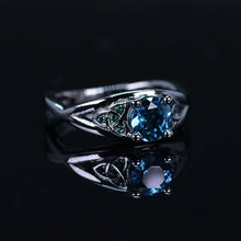 Load image into Gallery viewer, 14K Black Gold Teal Sapphire Celtic Engagement Ring Giliarto
