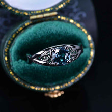 Load image into Gallery viewer, 14K Black Gold Teal Sapphire Celtic Engagement Ring Giliarto
