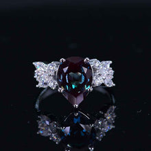 Load image into Gallery viewer, 3 Carat Pear Alexandrite Cluster 14K White Gold Engagement Eternity Ring