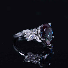 Load image into Gallery viewer, 3 Carat Pear Alexandrite Cluster 14K White Gold Engagement Eternity Ring