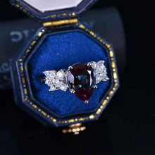 Load image into Gallery viewer, 3 Carat Pear Alexandrite Cluster 14K White Gold Engagement Eternity Ring