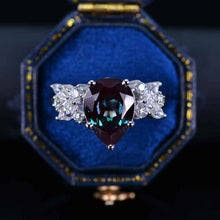 Load image into Gallery viewer, 3 Carat Pear Alexandrite Cluster 14K White Gold Engagement Eternity Ring