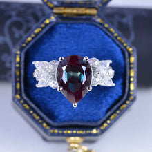 Load image into Gallery viewer, 3 Carat Pear Alexandrite Cluster 14K White Gold Engagement Eternity Ring