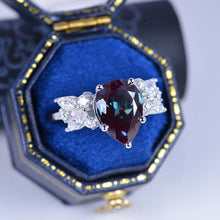 Load image into Gallery viewer, 3 Carat Pear Alexandrite Cluster 14K White Gold Engagement Eternity Ring