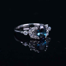 Load image into Gallery viewer, 18K Solid White Gold Dainty Alexandrite Ring, Oval Cut Alexandrite Ring, White Gold Ring Unique Vintage Ring