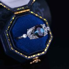 Load image into Gallery viewer, 18K Solid White Gold Dainty Alexandrite Ring, Oval Cut Alexandrite Ring, White Gold Ring Unique Vintage Ring