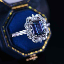 Load image into Gallery viewer, 2 Carat Alexandrite Emerald Cut Halo White Gold Engagement  Ring