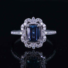 Load image into Gallery viewer, 2 Carat Alexandrite Emerald Cut Halo White Gold Engagement Ring