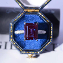 Load image into Gallery viewer, 5 Carat Giliarto Emerald Cut Alexandrite Hidden Halo Engagement White Gold Ring