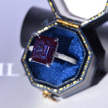 Load image into Gallery viewer, 5 Carat Giliarto Emerald Cut Alexandrite Hidden Halo Engagement White Gold Ring