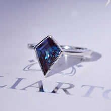 Load image into Gallery viewer, 3 Carat Kite Alexandrite Bezel Solitaire Engagement Platinum Ring