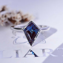 Load image into Gallery viewer, 3 Carat Kite Alexandrite Bezel Solitaire Engagement Platinum Ring
