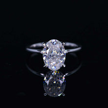 Load image into Gallery viewer, 4 Carat Oval Cut Moissanite Ring, Hidden Halo Gold Engagement Ring