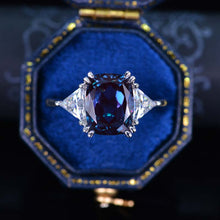Load image into Gallery viewer, 4 Carat Cushion Alexandrite Tri-Stone 14K White Gold  Engagement Ring
