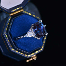 Load image into Gallery viewer, 4 Carat Cushion Alexandrite Tri-Stone 14K White Gold  Engagement Ring