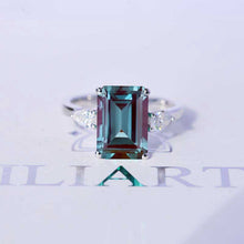 Load image into Gallery viewer, 4 Carat Giliarto Elongated Emerald Cut Alexandrite Gold Engagement Ring