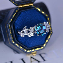 Load image into Gallery viewer, 3 Carat Hexagon Alexandrite Floral 14K White Gold Engagement Ring
