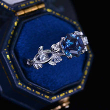Load image into Gallery viewer, 3 Carat Hexagon Alexandrite Floral 14K White Gold Engagement Ring