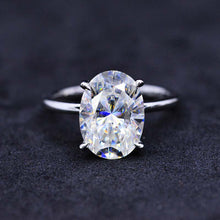 Load image into Gallery viewer, 3.5 Carat Oval Moissanite Ring, Hidden Halo Gold Engagement Ring