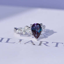 Load image into Gallery viewer, 3 Carat Alexandrite Pear Cut Floral Gold Engagement Ring