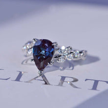 Load image into Gallery viewer, 3 Carat Alexandrite Pear Cut Floral Gold Engagement Ring