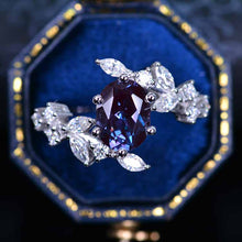 Load image into Gallery viewer, 2 Carat Oval Alexandrite Floral 14K White Gold Engagement Ring