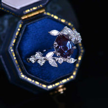 Load image into Gallery viewer, 2 Carat Oval Alexandrite Floral 14K White Gold Engagement  Ring