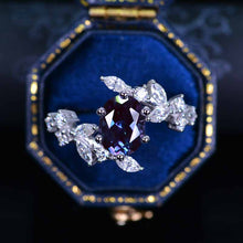 Load image into Gallery viewer, 2 Carat Oval Alexandrite Floral 14K White Gold Engagement  Ring