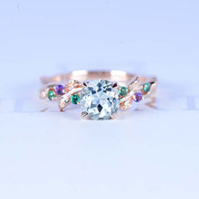 Load image into Gallery viewer, Aquamarine Floral Rose Gold Engagement Ring