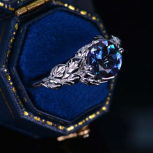 Load image into Gallery viewer, 2 Carat Alexandrite Floral Leaf Engagement 14K White Gold Ring