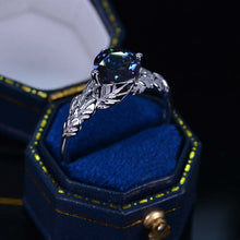 Load image into Gallery viewer, 2 Carat Alexandrite Floral Leaf Engagement 14K White Gold Ring