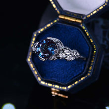 Load image into Gallery viewer, 2 Carat Alexandrite Floral Leaf Engagement 14K White Gold Ring