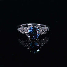 Load image into Gallery viewer, 2 Carat Alexandrite Floral Leaf Engagement 14K White Gold Ring