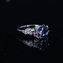 Load image into Gallery viewer, 2 Carat Alexandrite Floral Leaf Engagement 14K White Gold Ring