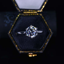 Load image into Gallery viewer, 2 Carat Gray Moissanite Six Prongs Engagement Ring