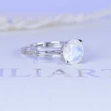 Load image into Gallery viewer, 2 Carat Genuine Moonstone 14K White Gold Engagement. Eternity Ring. Opal Leaf Floral Ring Design