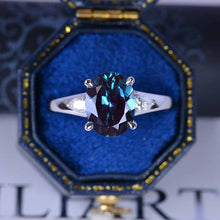 Load image into Gallery viewer, 3 ct Oval Alexandrite 14K White Gold Engagement Ring