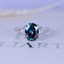 Load image into Gallery viewer, 3 ct Oval Alexandrite 14K White Gold Engagement Ring