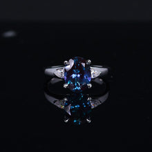 Load image into Gallery viewer, 3 ct Oval Alexandrite 14K White Gold Engagement Ring